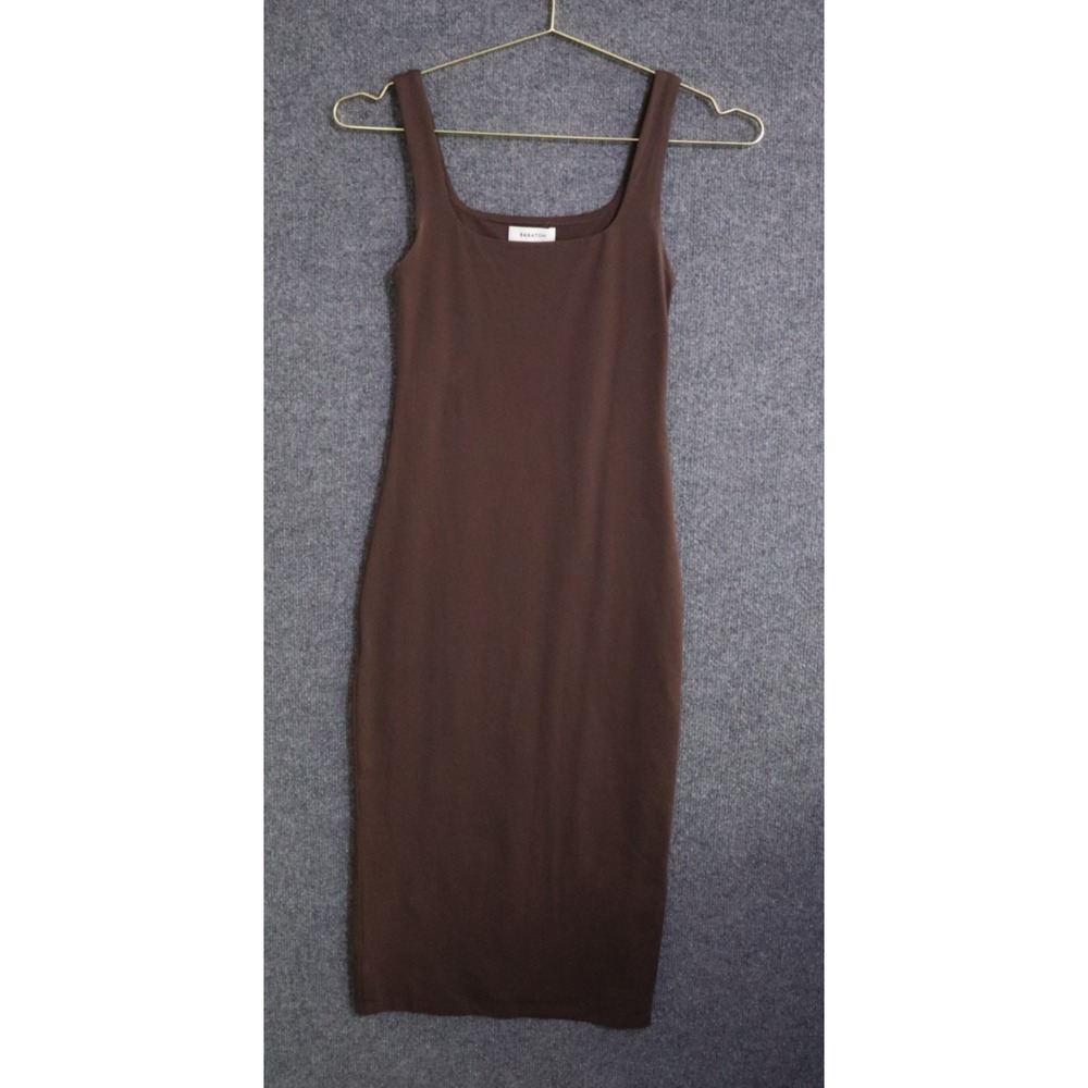 Babaton Dress Women XS Brown Square Neck Slim Stretch‎ Bodycon Mini Aritzia EUC
